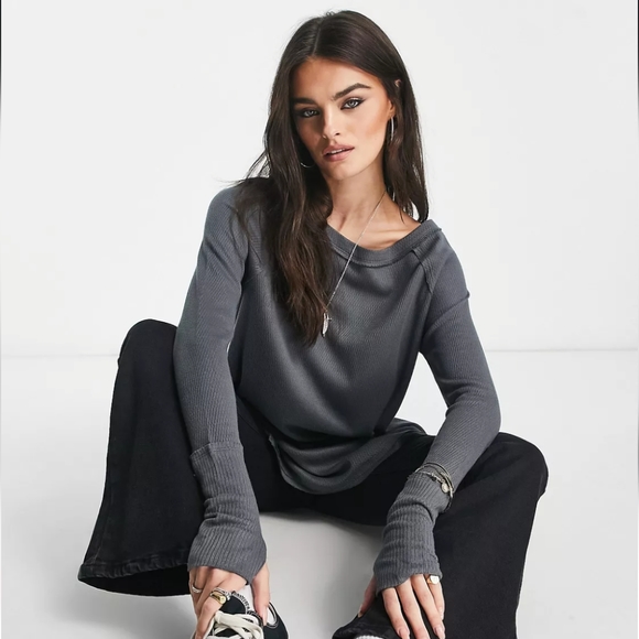 S/M FREE PEOPLE's We the Free Long Sleeve Thermal Knit Top Tunic - Picture 2 of 6